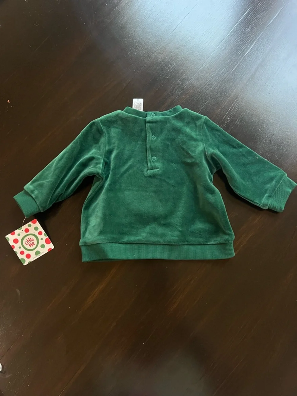 New - Little Me Green Santa My First Christmas Baby Matching Set